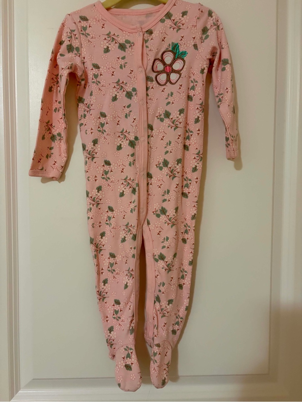 5/$30🍒Pink Floral Footed One-Piece footies